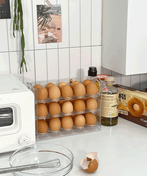 半自動 3段 30個取り エッグトレイ 卵 一枚 冷蔵庫 整理 保管