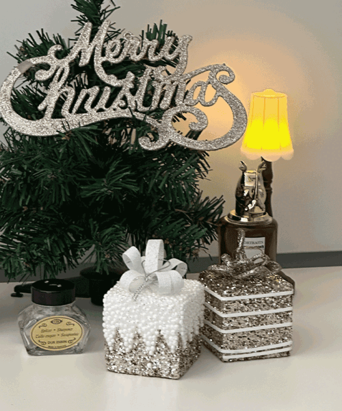 シャイニンググリッター ギフトボックス 2colorオーナメント クリスマス装飾 小物 オブジェ