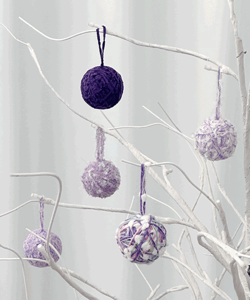 コットンバイオレット毛糸5個セットオーナメント クリスマス装飾 小物オブジェ
