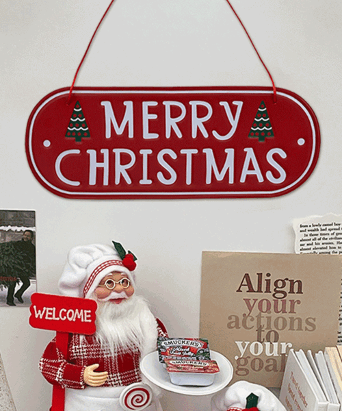 メリークリスマス 鉄製看板 ドア掛け クリスマス装飾 小物 オブジェ 壁装飾 ガーランド ドアサイン
