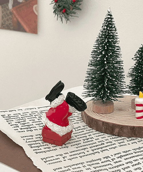 煙突に挟まってしまったサンタミニチュアクリスマス装飾小物オブジェ