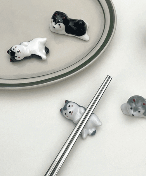 西拜努小狗筷子垫 4type动物陶瓷勺子筷子垫