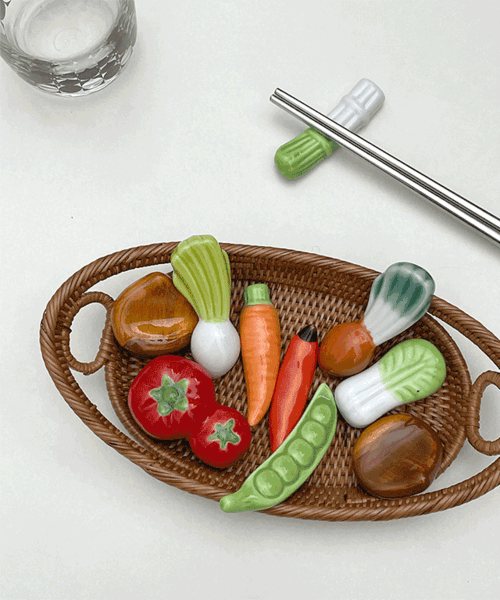 吧唧吧唧食物筷子垫 10 type 蔬菜 陶瓷 勺子 筷子垫