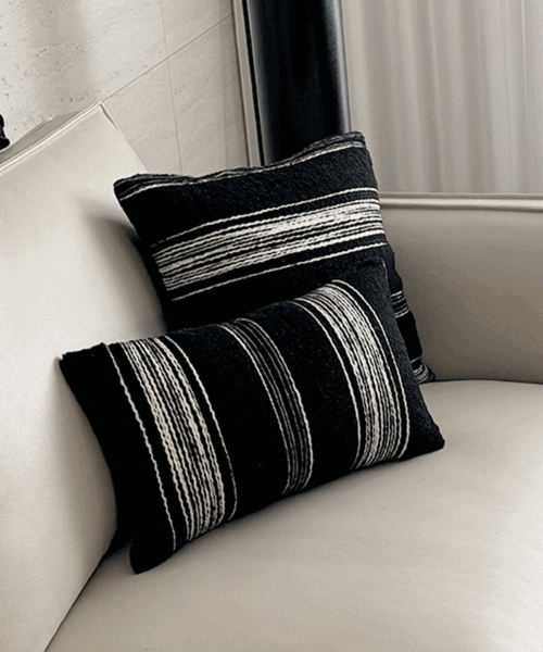 浅灰色条纹气垫套 2type 中世纪现代北欧咖啡店室内装饰沙发气垫套