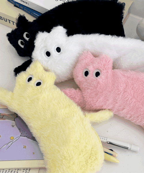 ぽっちゃり猫 筆箱 4colors かわいい 動物 愛着 人形 ペンケース ポーチ 学用品 友達 友情 プレゼント